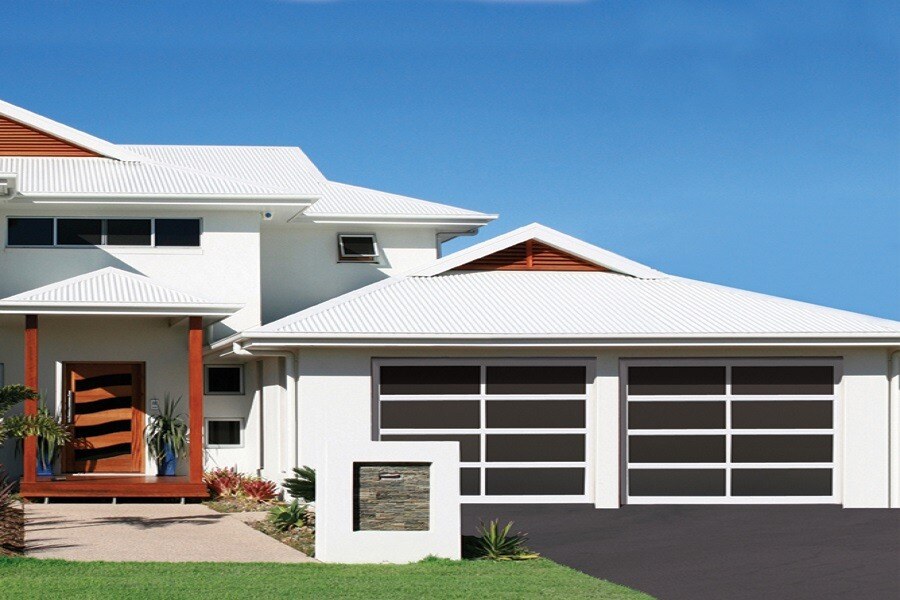 Wide glass modern garage doors 